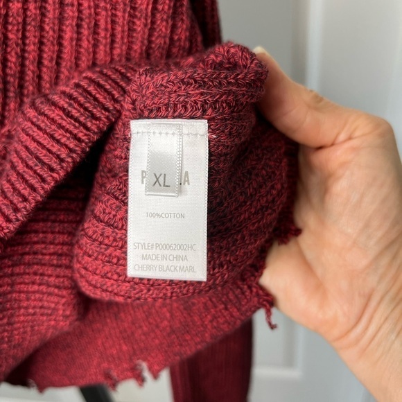 Pistola Eva Distressed Cotton Crew Neck Pullover, Cherry Black Marl, XL, NWT - Picture 11 of 12